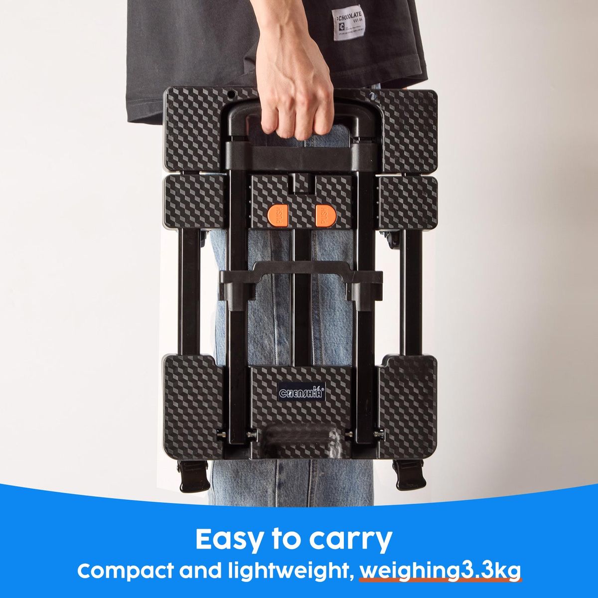 Chenshia 200KG Folding Trolley 6-Wheel Heavy Duty Dolly & Adjustable Ropes