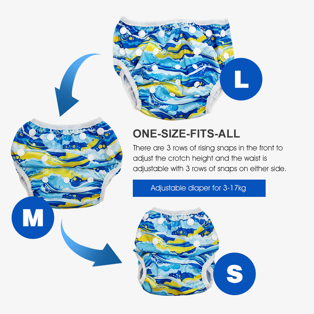 Blue & Yellow Reusable Baby Swim Nappy and Wet Bag Set