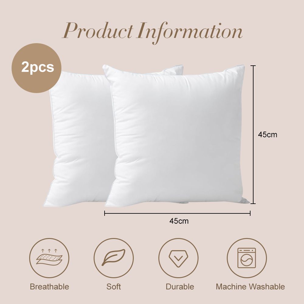 Faux Down Cushion Inserts 45cm Square - 2 Pack
