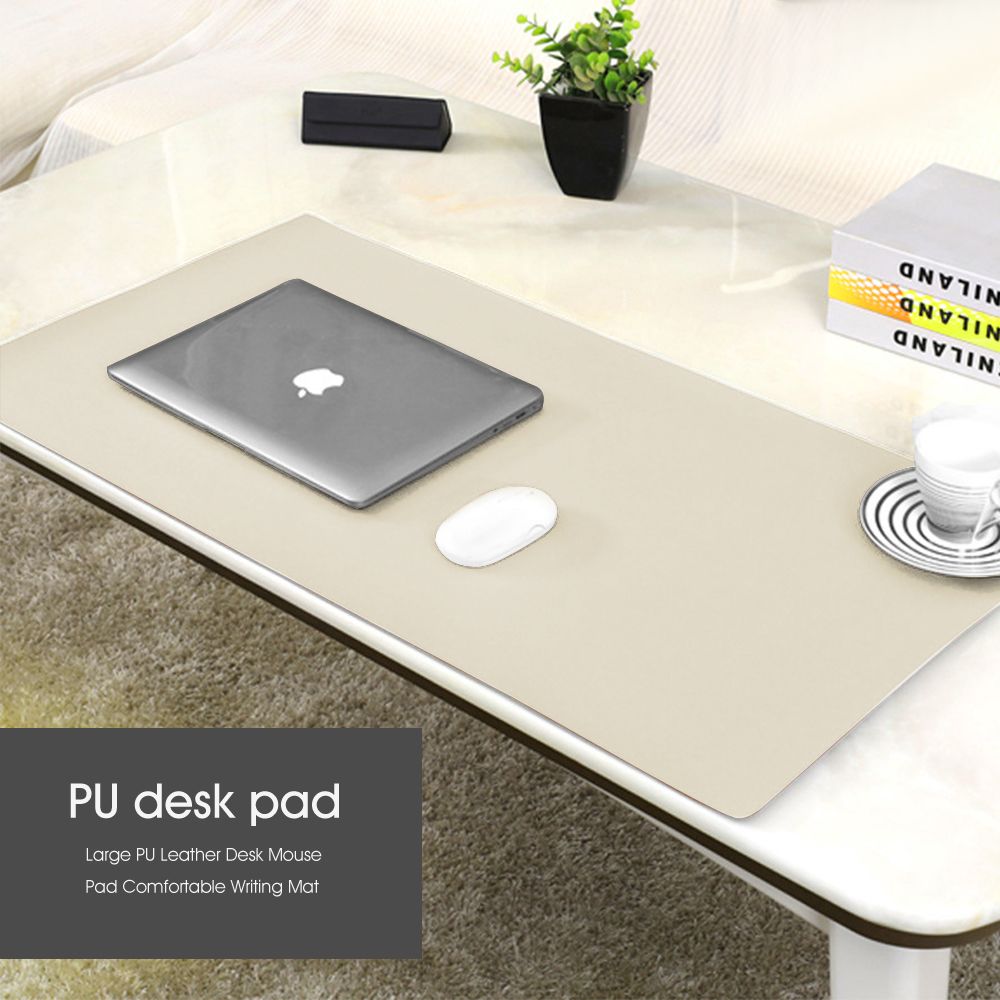 Leather Desk Pad Large Portable Desk Mat - White