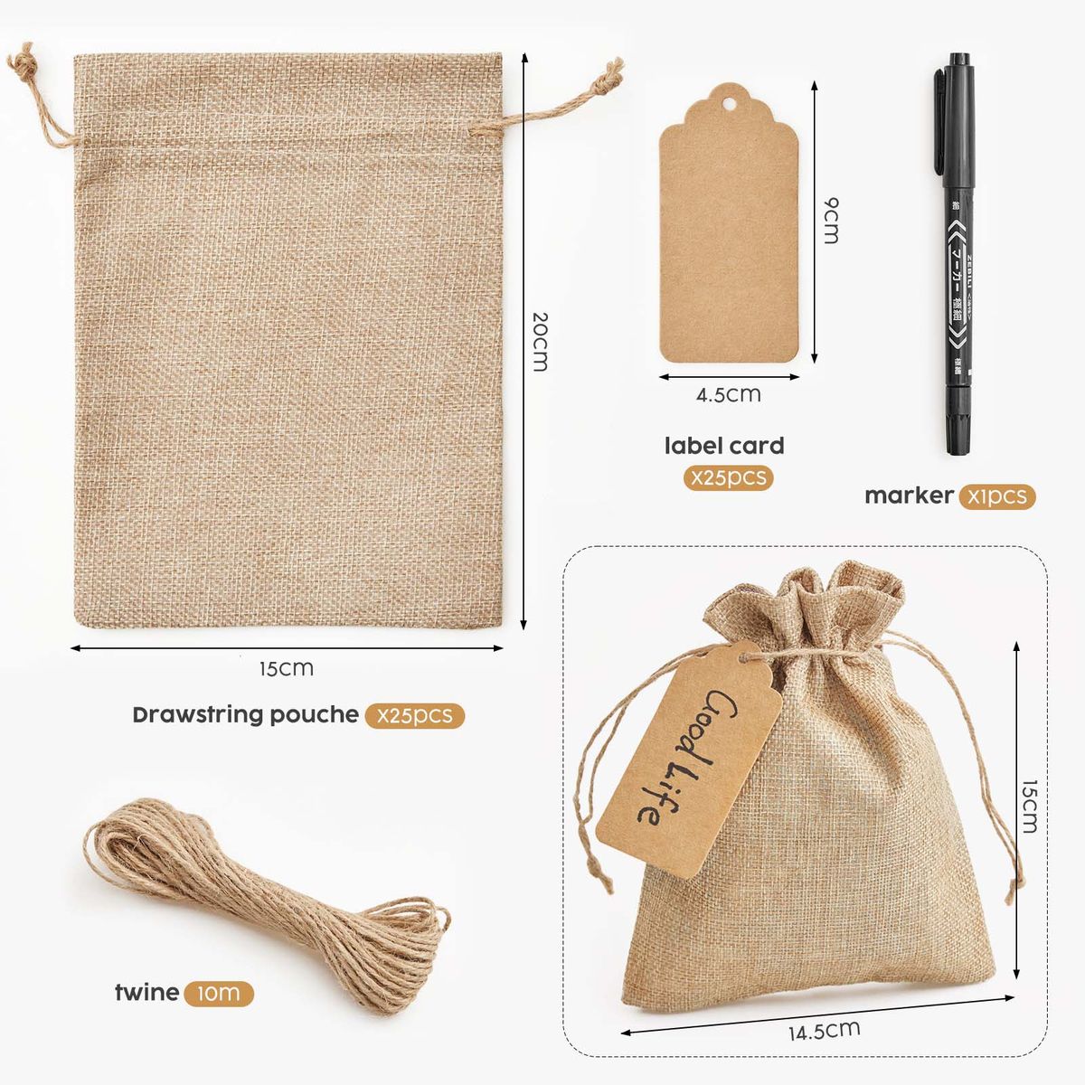 25-Piece DIY Craft Burlap Gift Bags