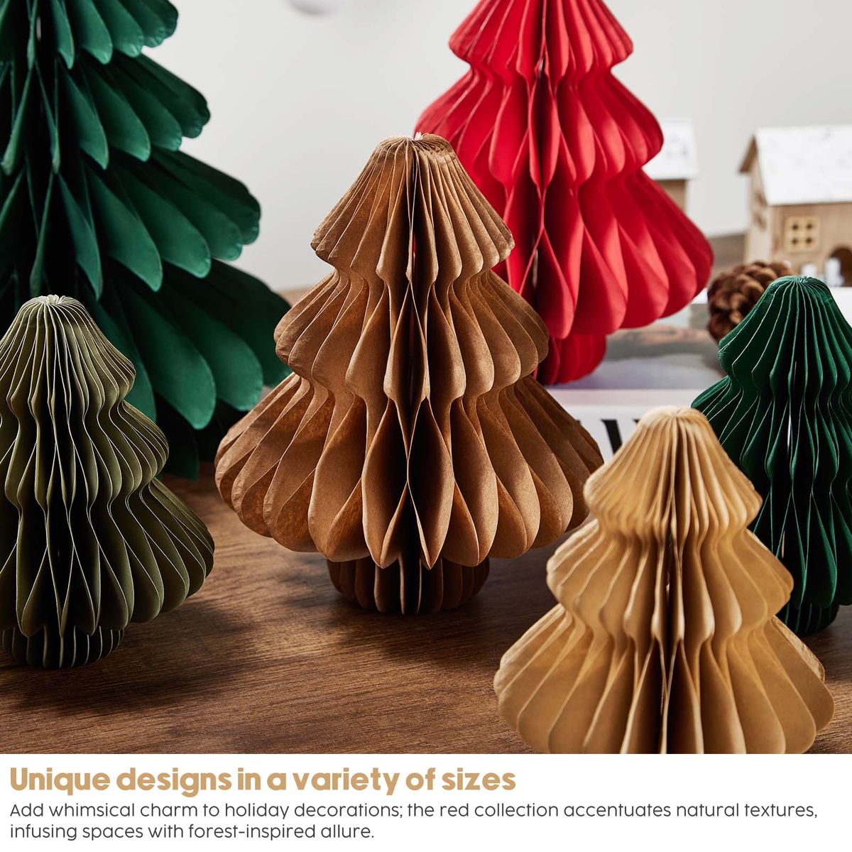 3D Honeycomb Paper Christmas Trees - 6 Pack