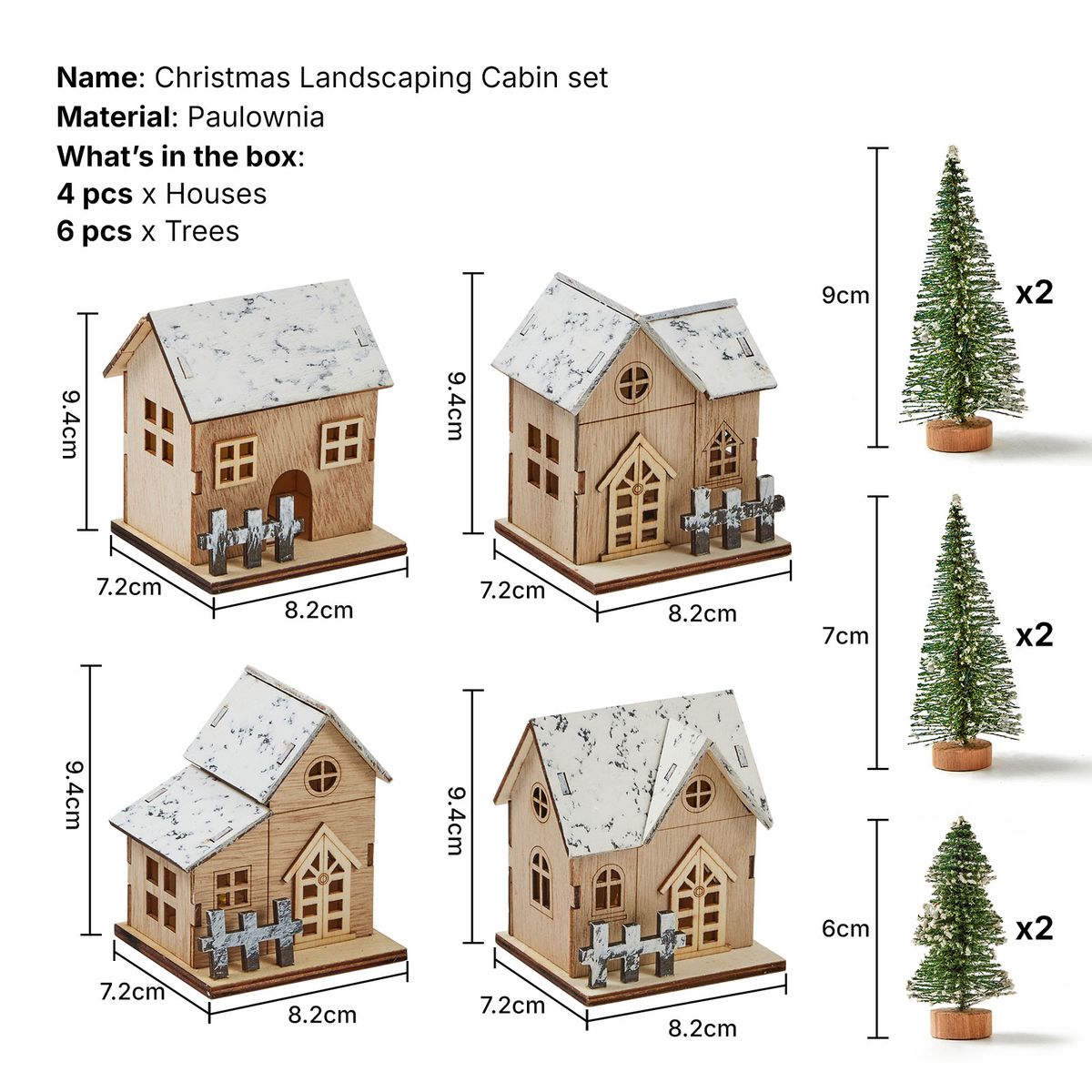LED Wooden Christmas Display Houses Village Set