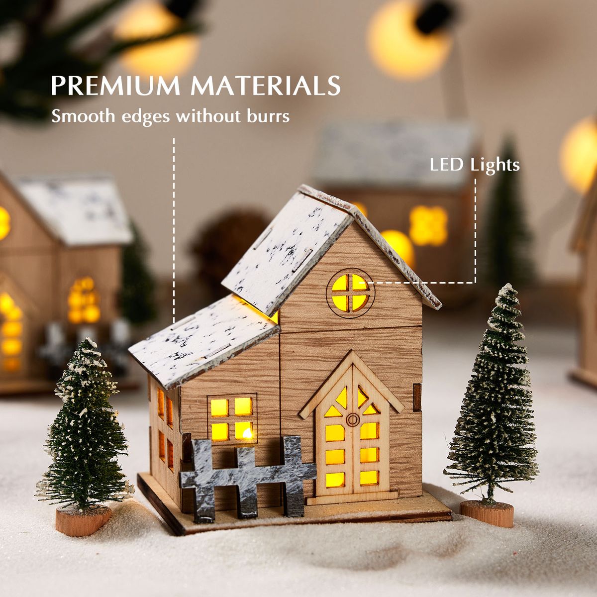 LED Wooden Christmas Display Houses Village Set