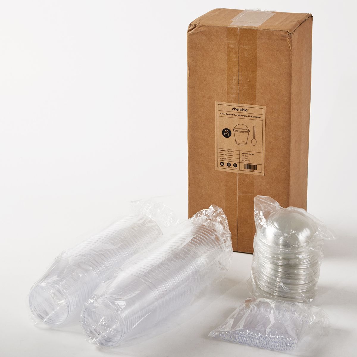 170ML Round Cup with Lid + Spoon - 50pcs