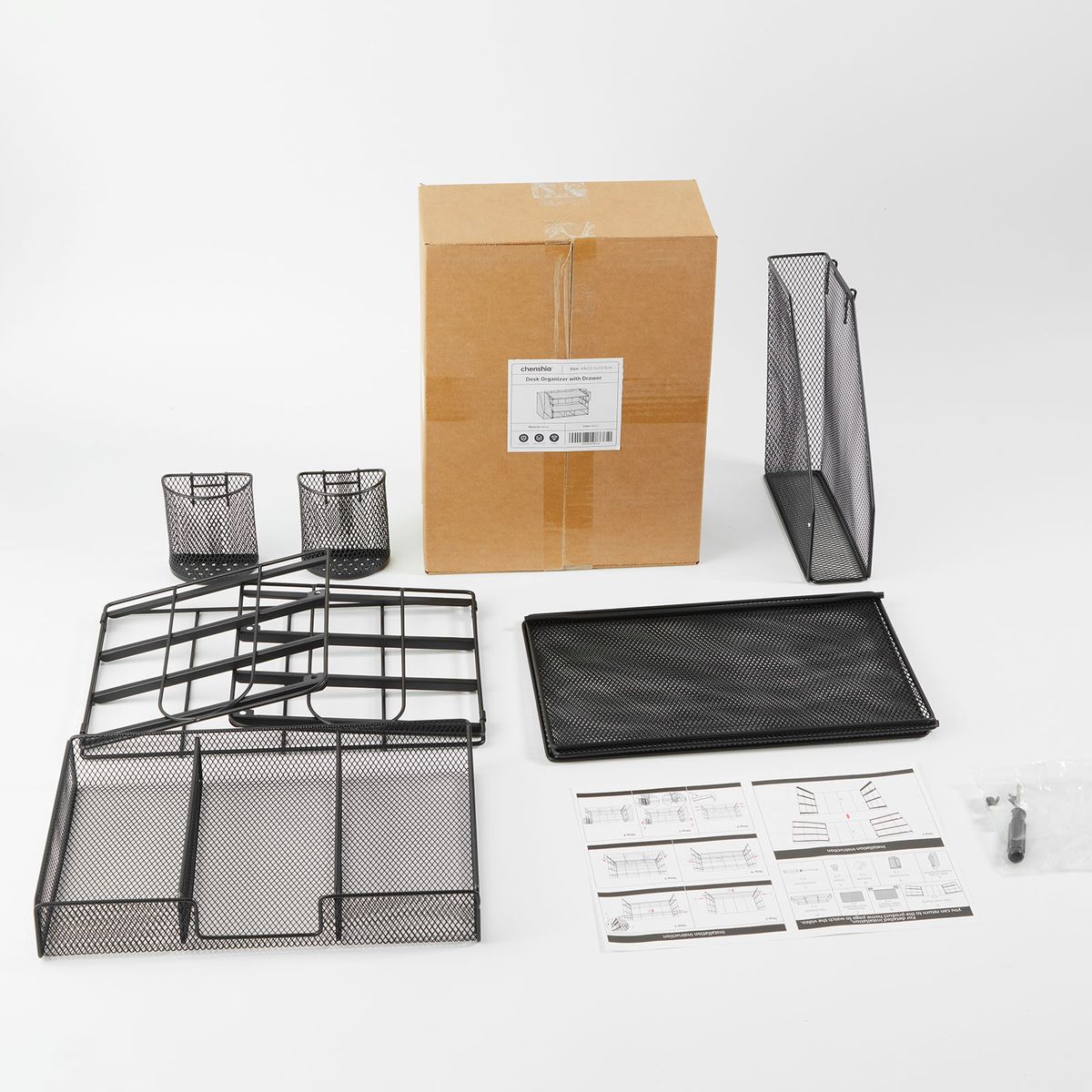 Chenshia 4-Tier Metal Desk Organiser Large Stationery & File Storage Rack