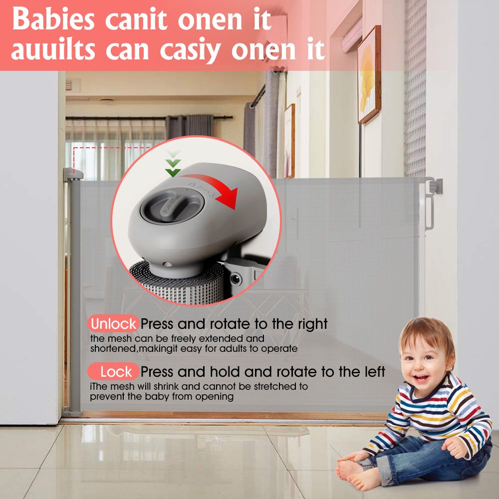 Extra-Wide Retractable Baby and Pet Safety Gate