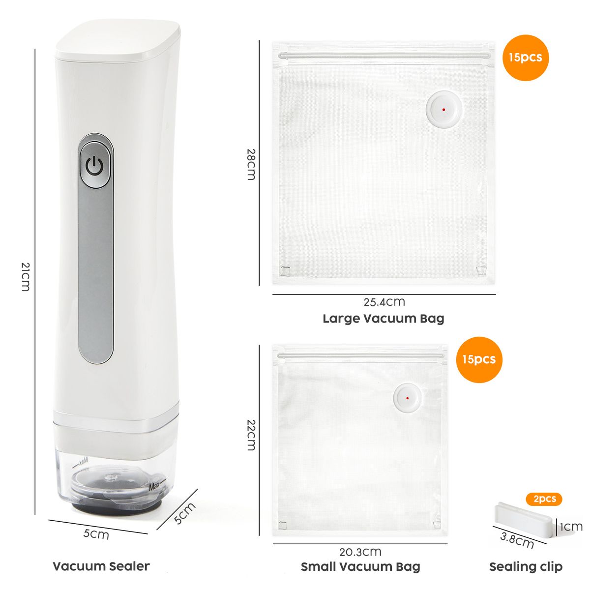 Rechargeable Handheld Vacuum Sealer with 30 Reusable Bags