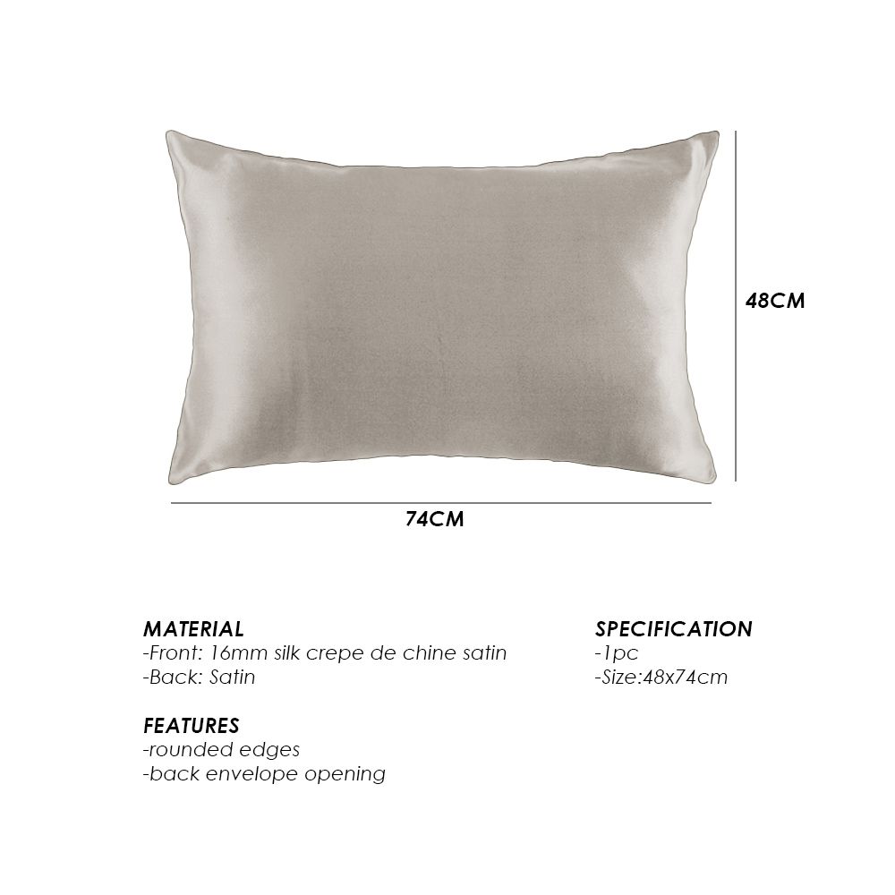 Dark Grey Mulberry Pure Silk Pillowcase - 1Pc