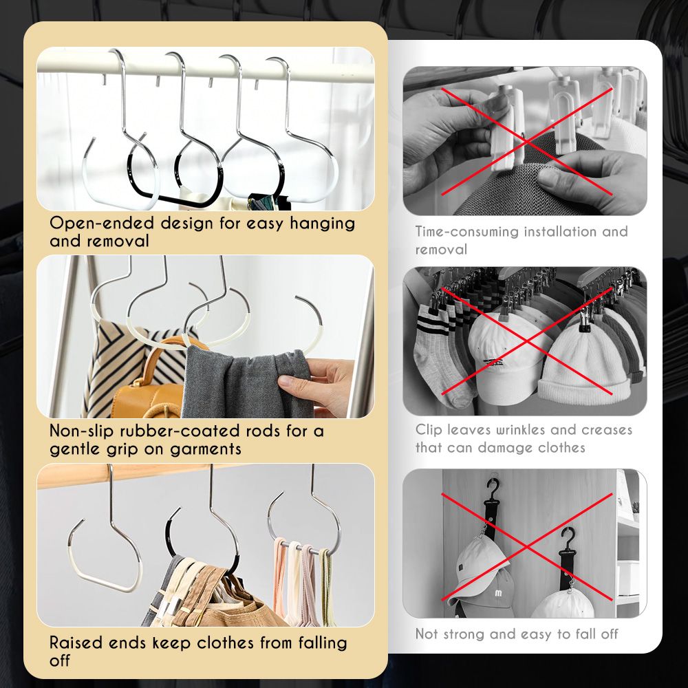 Stainless Steel Wall Hat Rack and Organiser Hooks Set - White