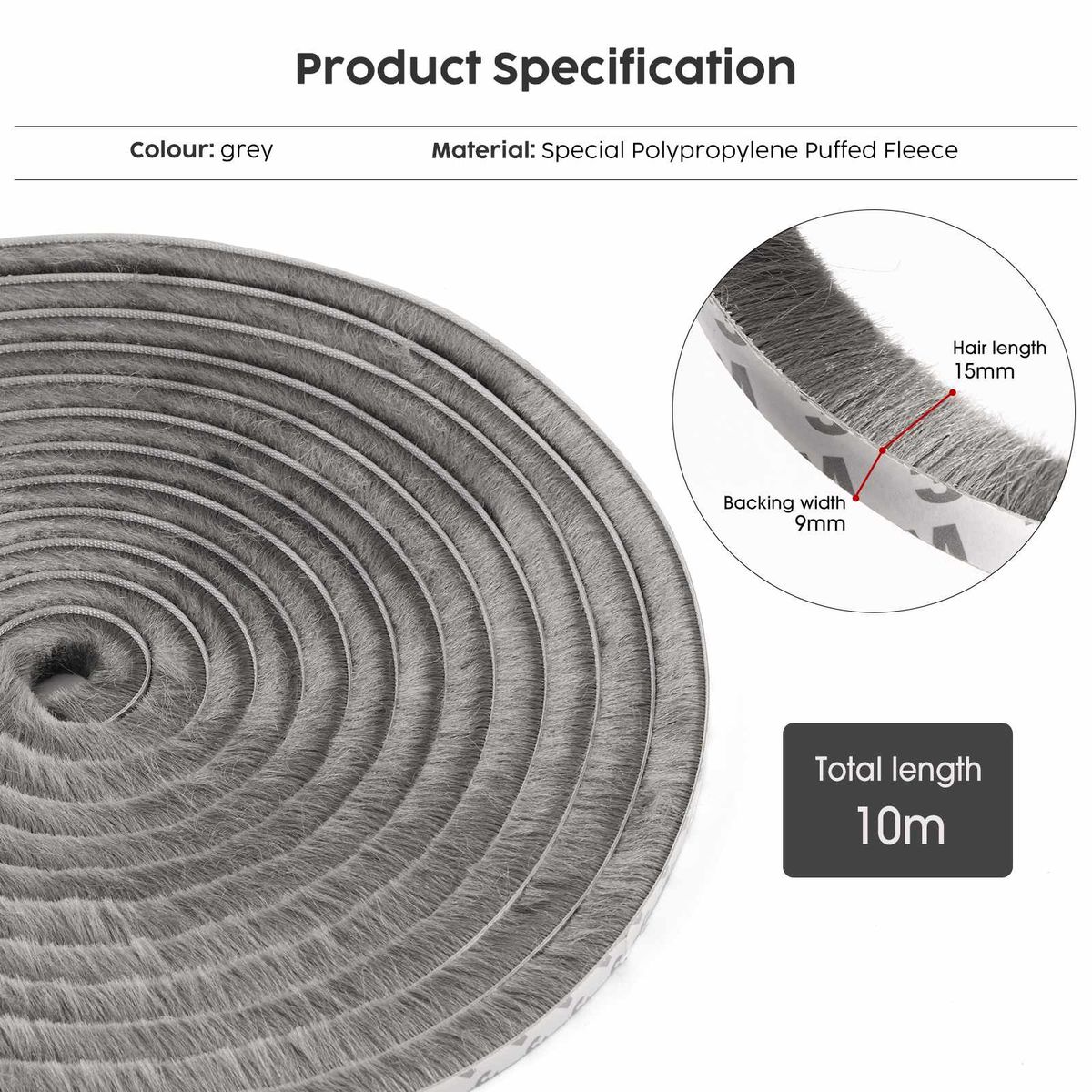 10m Multipurpose Seal Stripping - Waterproof & Noise Reduction