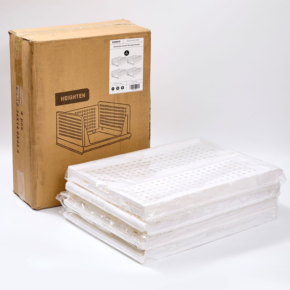 Foldable Closet Organizer Stackable, Closet Storage Basket-4 Piece