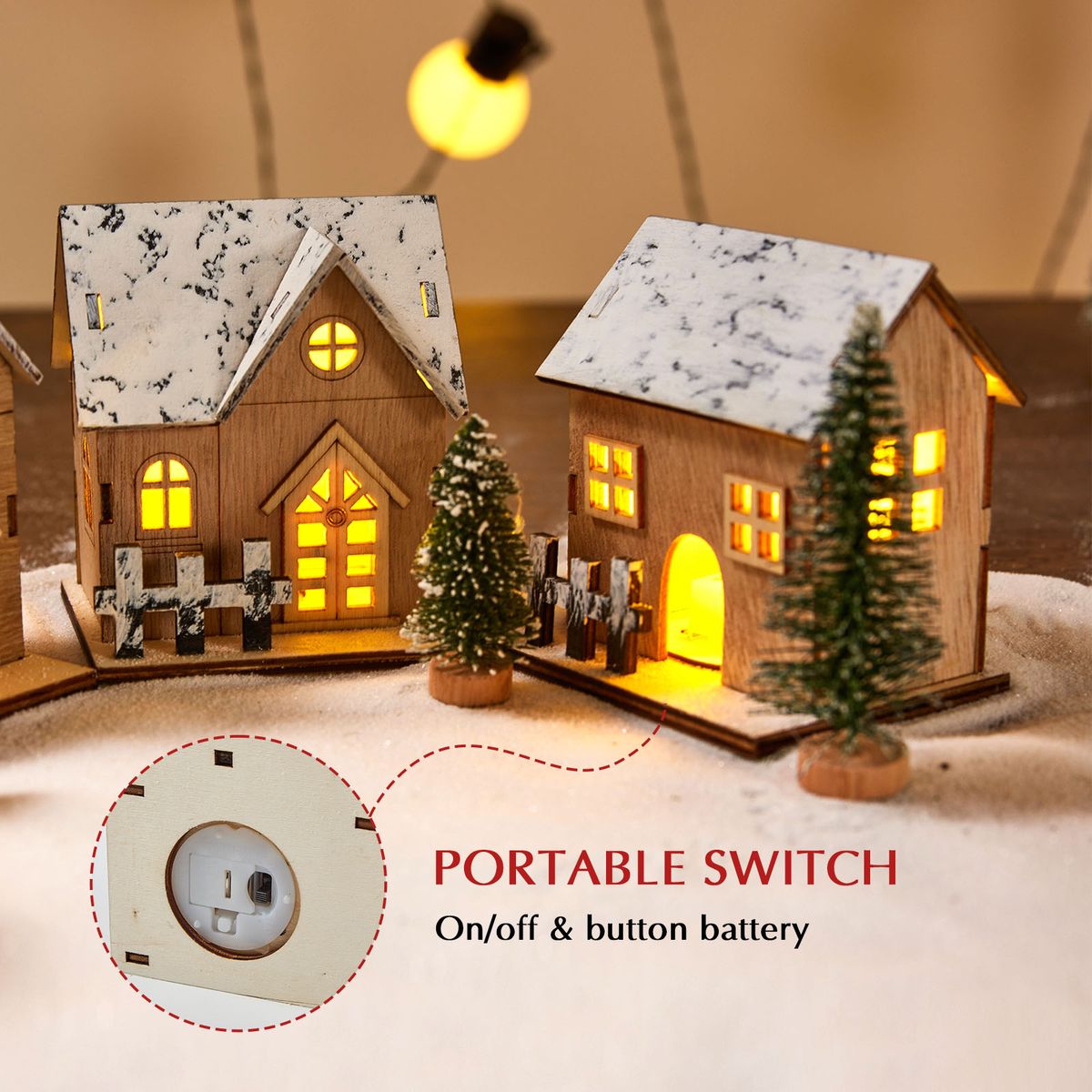 LED Wooden Christmas Display Houses Village Set