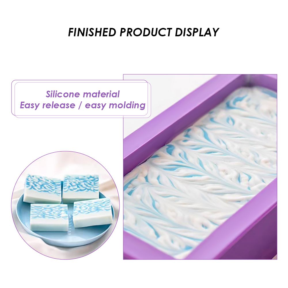 Silicone Soap Mould Set with Wooden Holders and Cutters - Purple