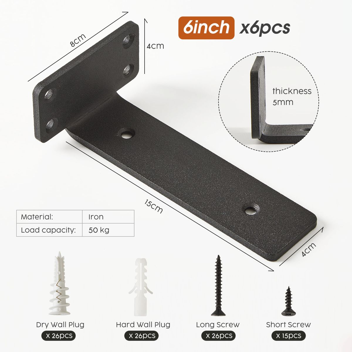 Heavy Duty Floating Shelf Brackets - L-Brace Kit
