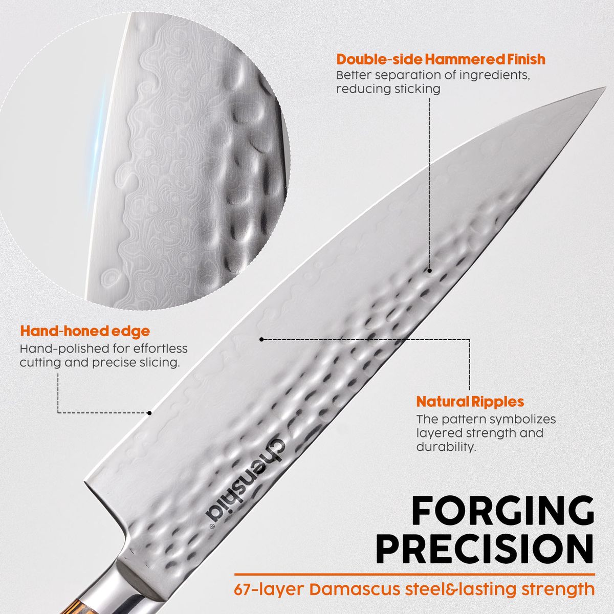 Chef Knife 8 Inch Japanese VG10 67 Layer Damascus Steel