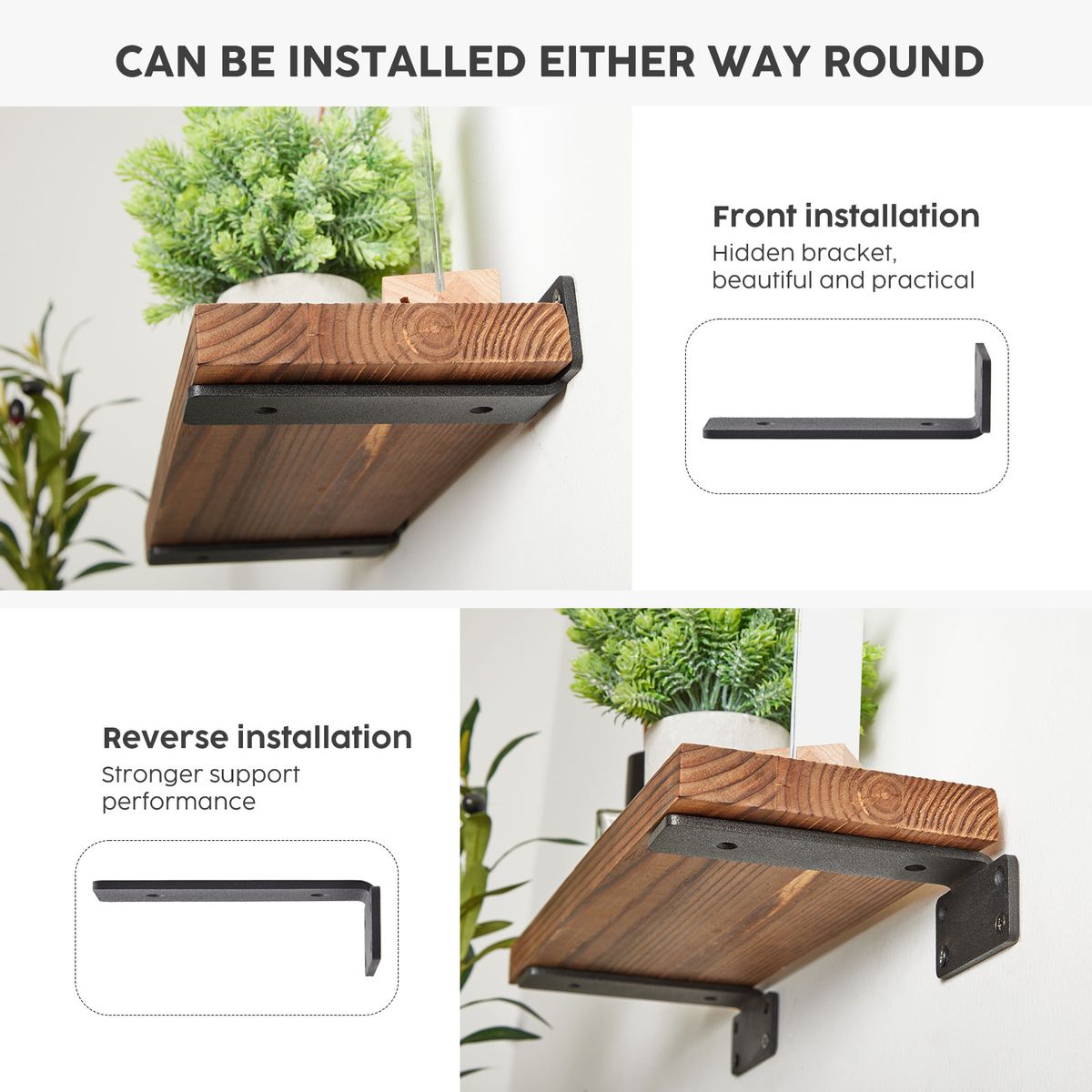 Heavy Duty Floating Shelf Brackets - L-Brace Kit