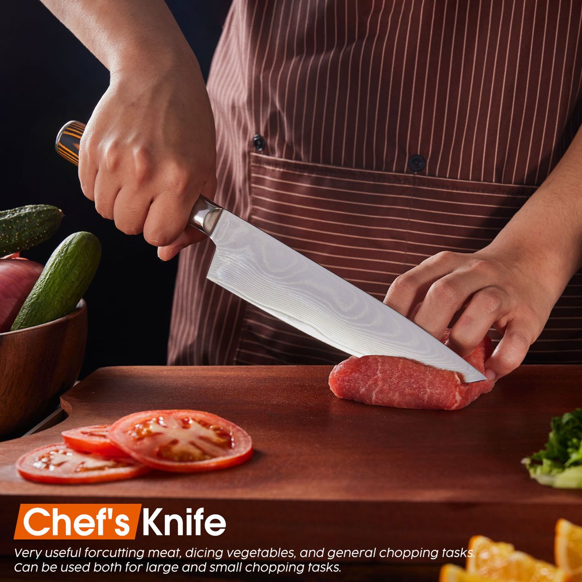 Silver Damascus Knife Set - 5 Piece