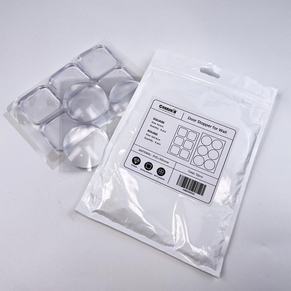 12Pc Clear Self-Adhesive Wall Protection Door Bumper Set