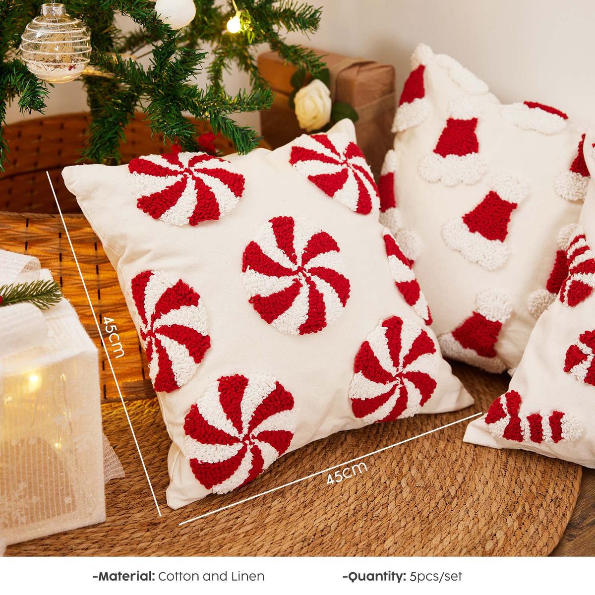 4-Pack Christmas Pillow Covers Festive Holiday Cushion Cases