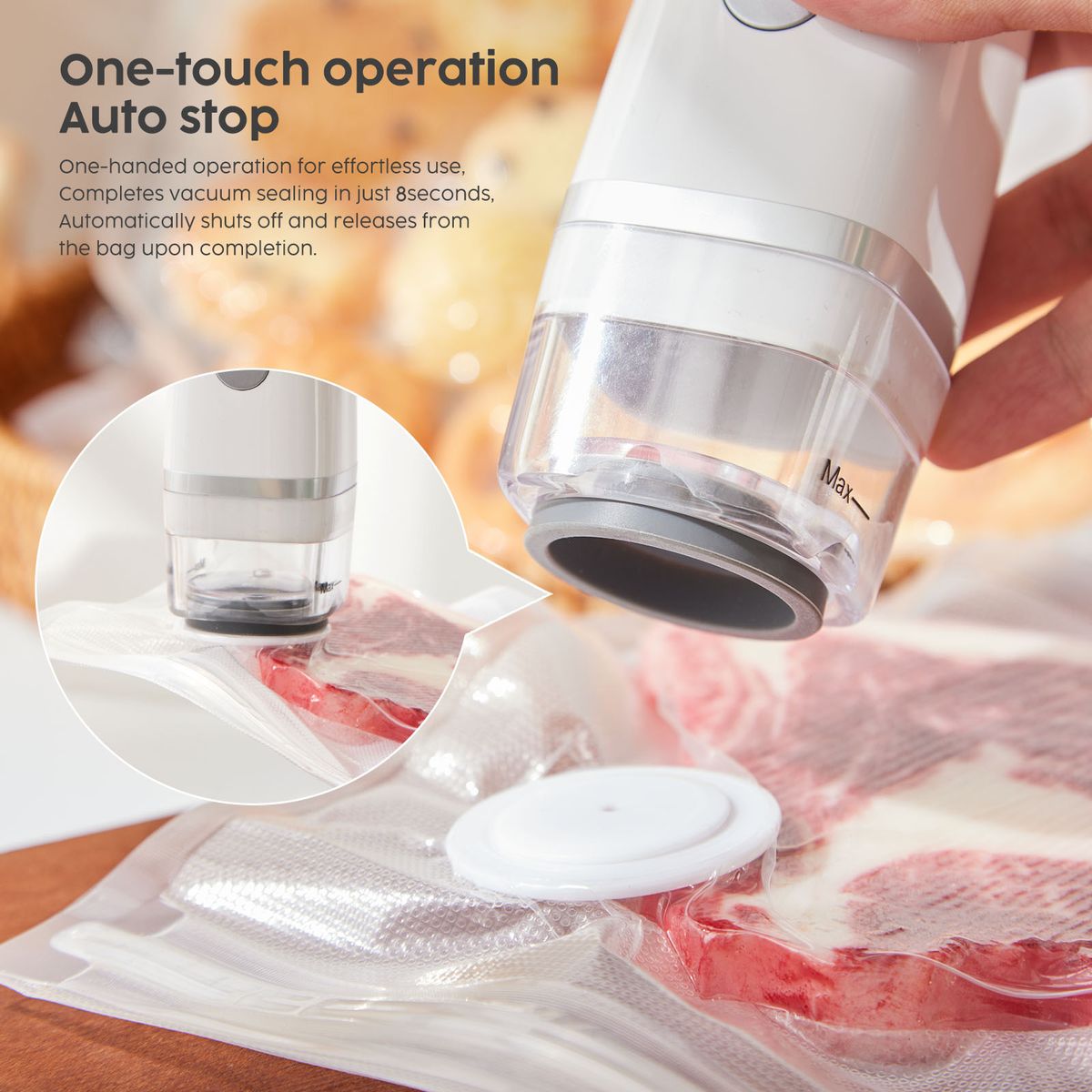 Rechargeable Handheld Vacuum Sealer with 30 Reusable Bags