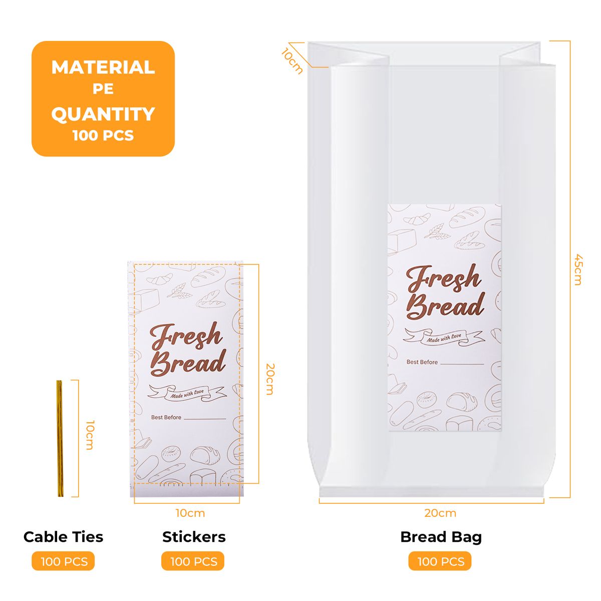 100pcs toast bread bag