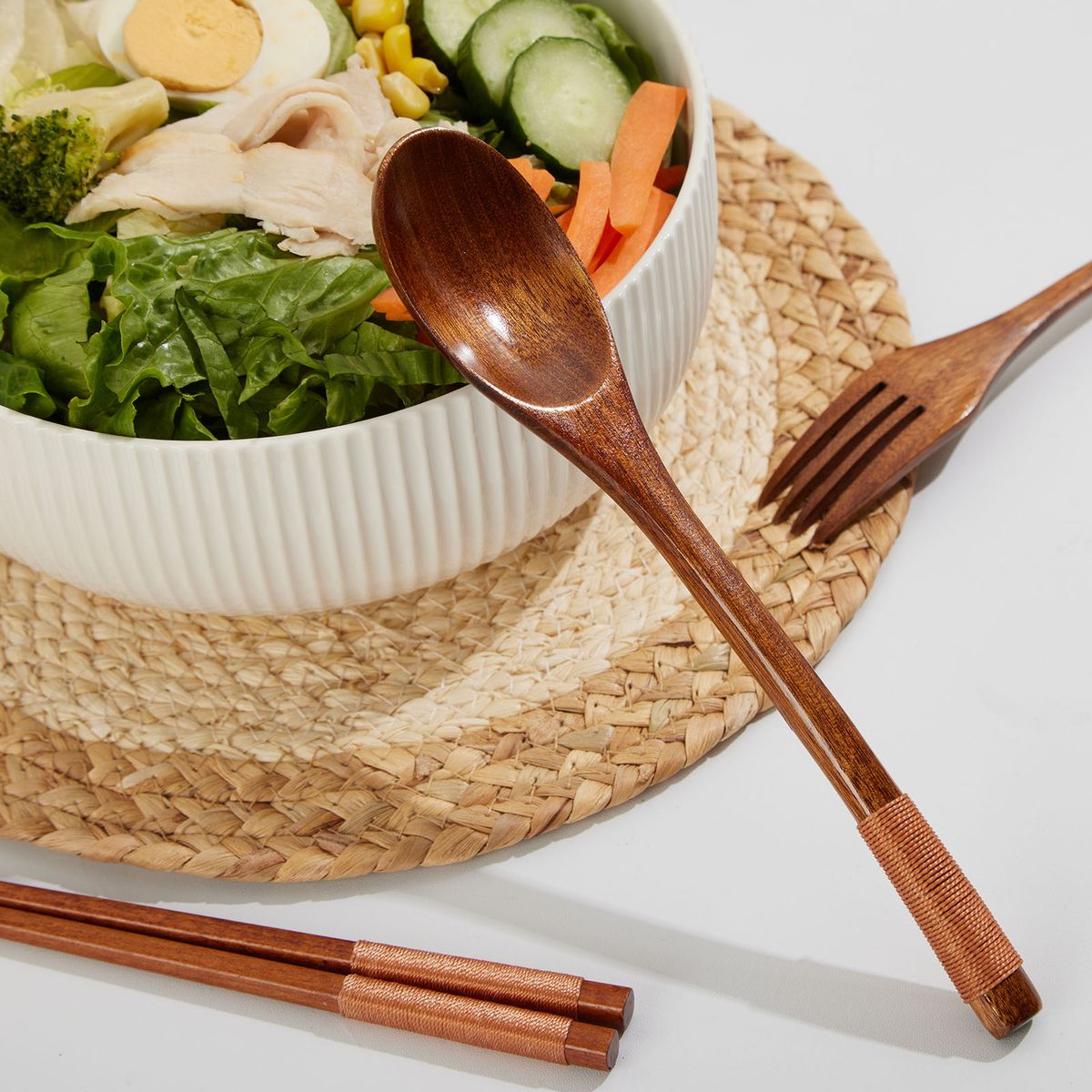16Pc Ramen Noodle Cutlery Set - Brown