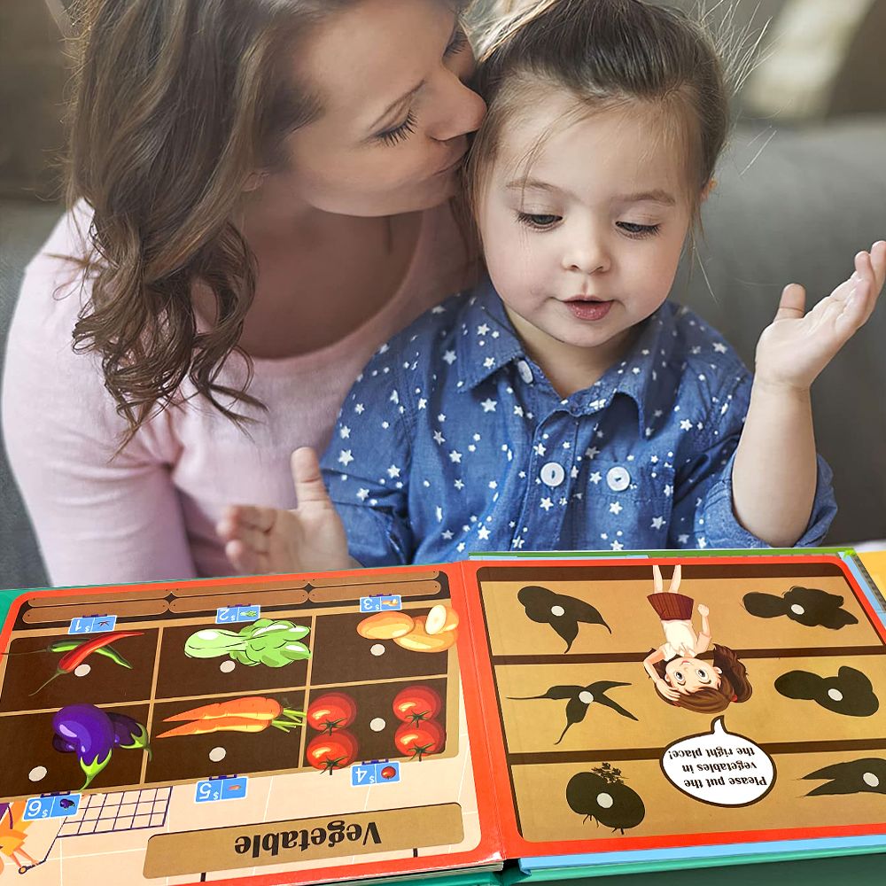 Kids Montessori Picture & Puzzle Sticker Quiet Book - Fruit & Veg