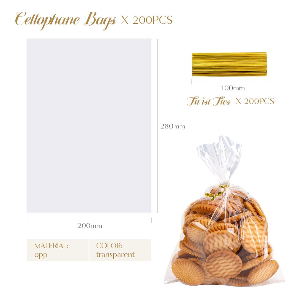 200-Pack Clear Cellophane Lunch Bags