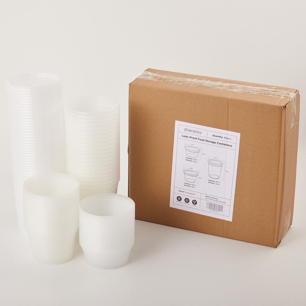 60 Pack Leak-Proof Deli Airtight Food Storage Containers BPA Free