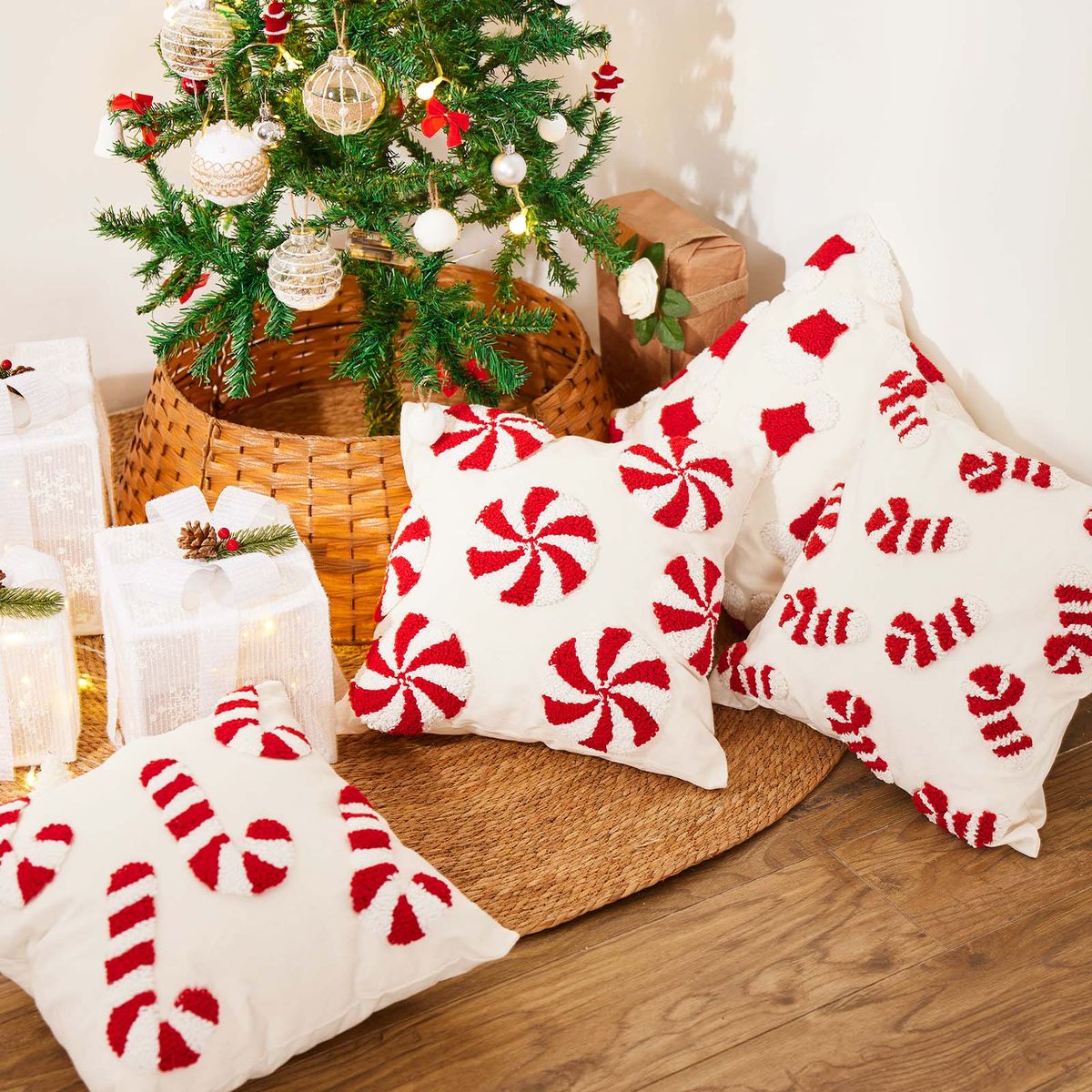 4-Pack Christmas Pillow Covers Festive Holiday Cushion Cases