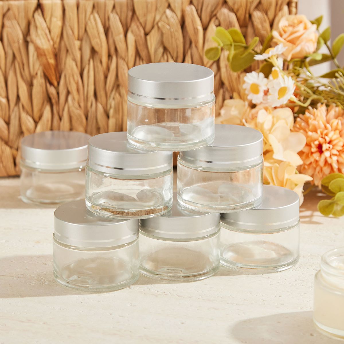 50ml Glass Jars 20Pcs Reusable Cosmetic Storage Pot Set