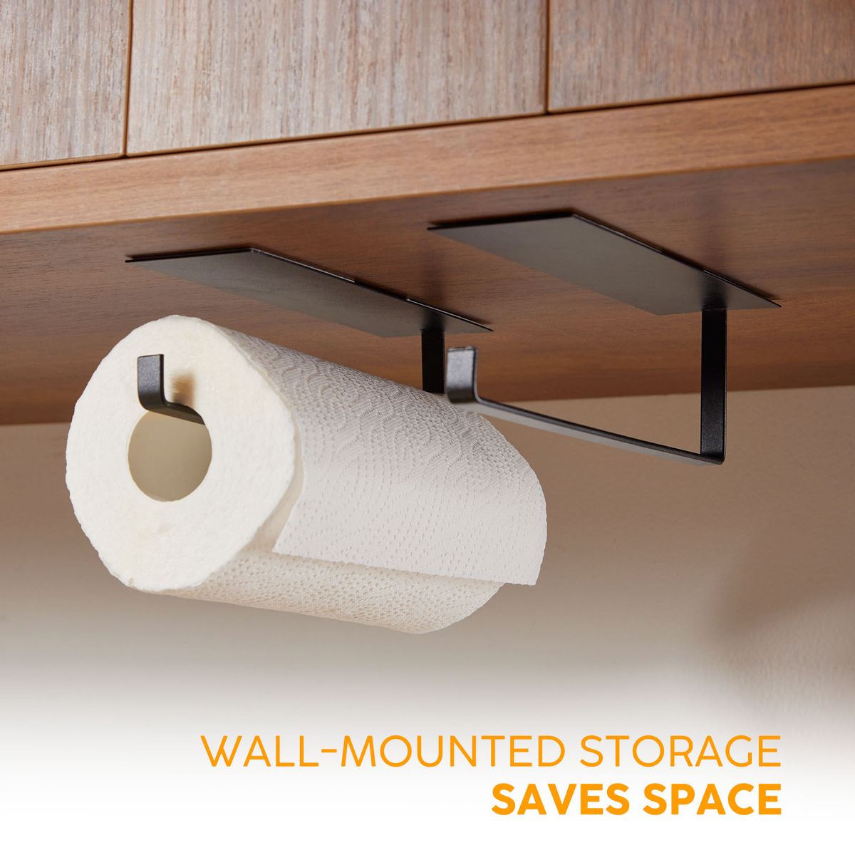 2Pc Carbon Steel Self-Adhesive Paper Towel & Roll Holder Set