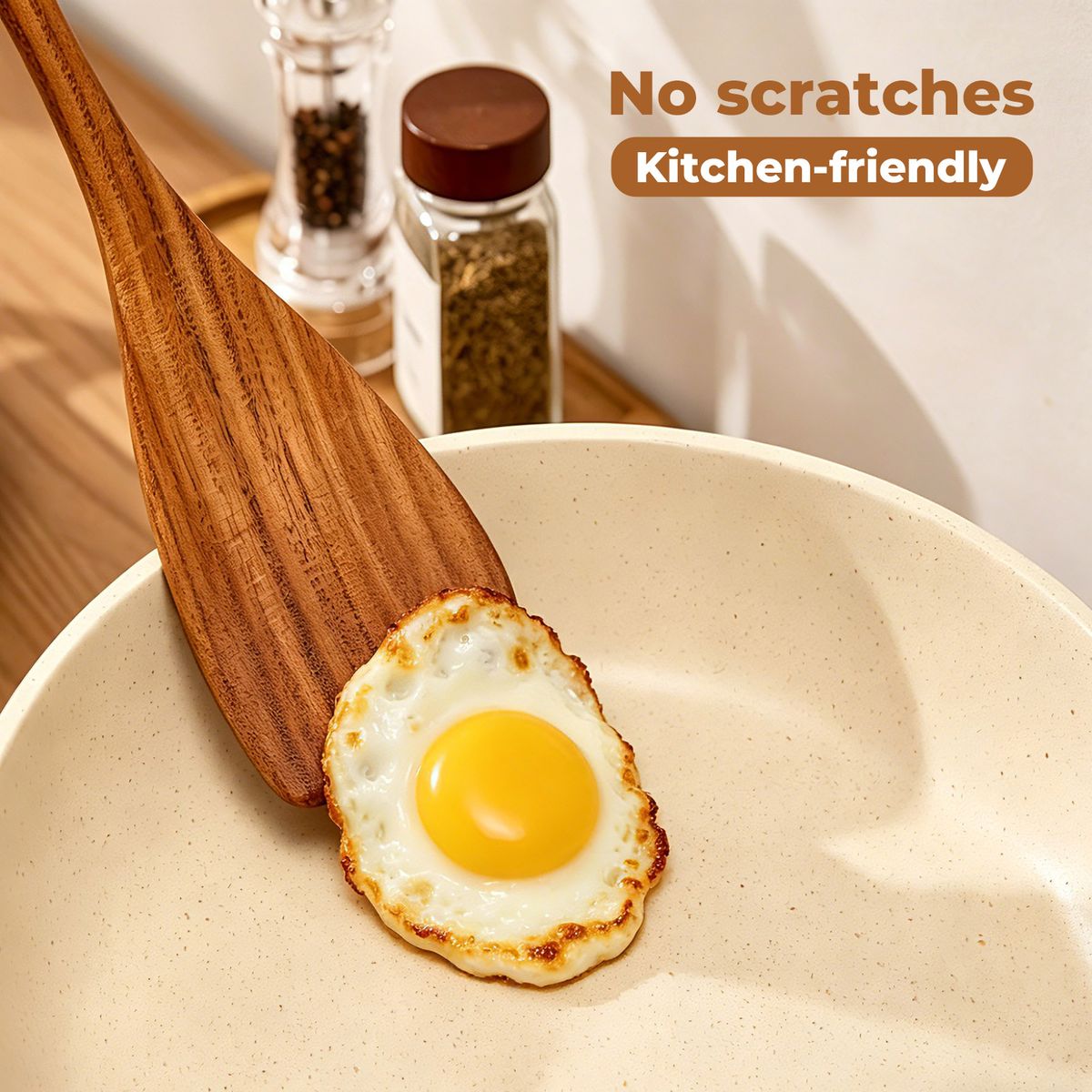 Acacia Wooden Utensils Set with 10 Hooks - 10Pc