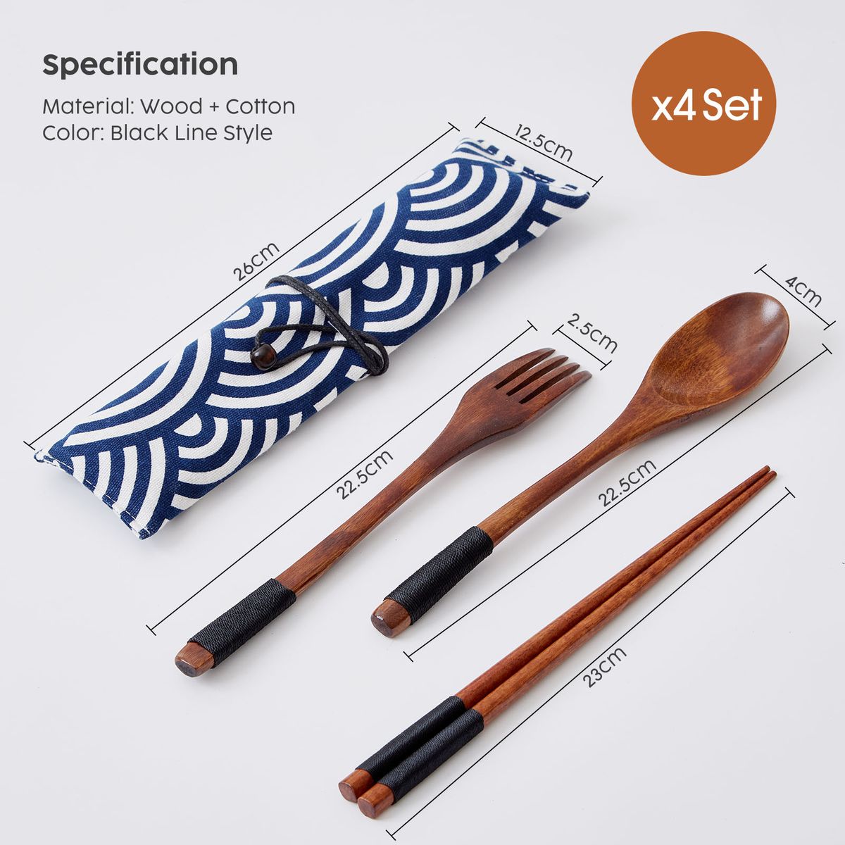 16Pc Ramen Noodle Cutlery Set - Brown