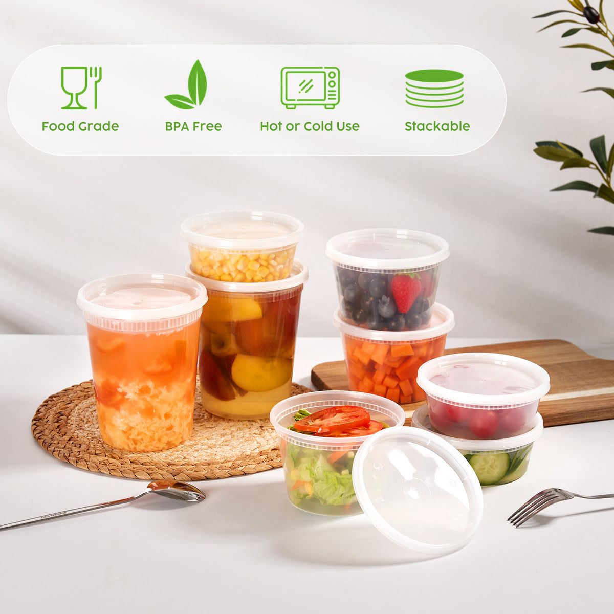 60 Pack Leak-Proof Deli Airtight Food Storage Containers BPA Free