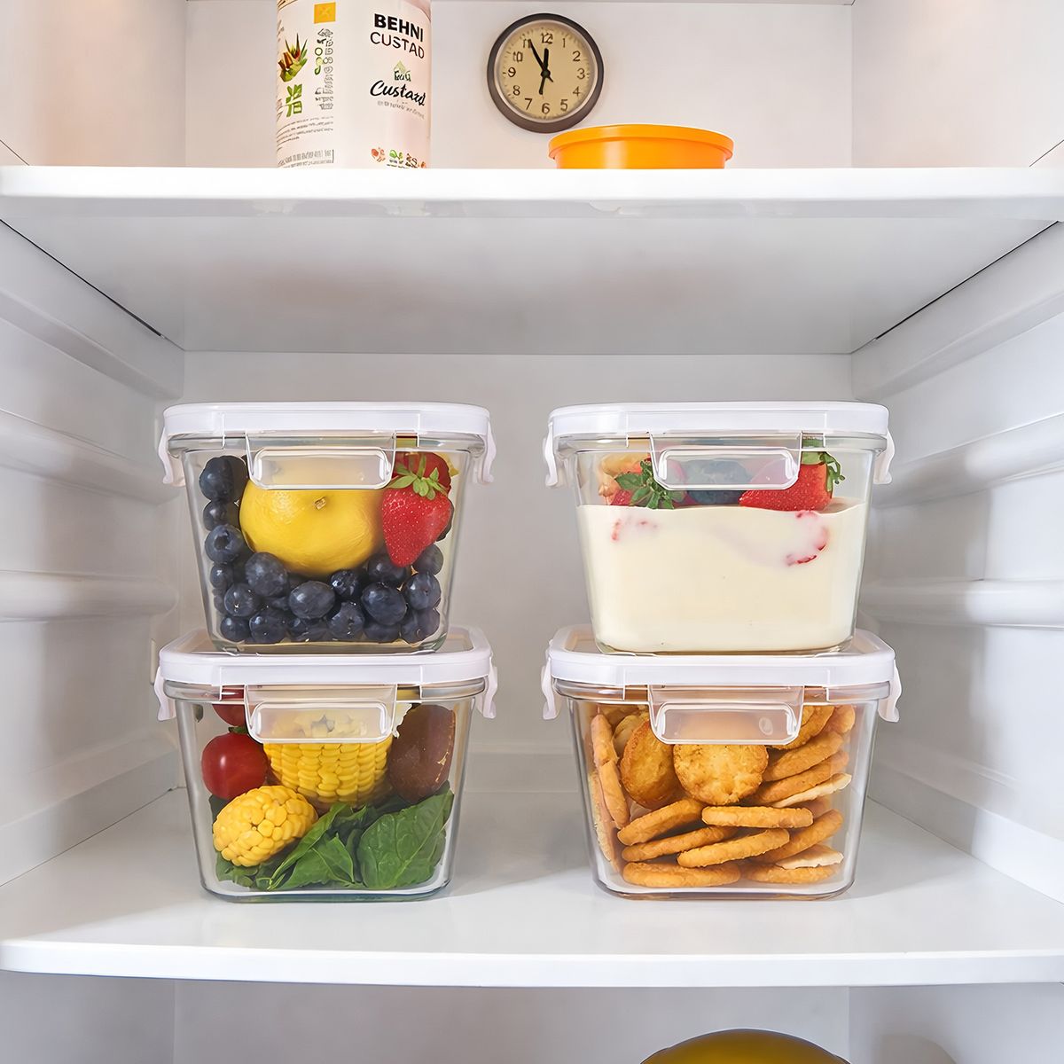 Chenshia 4Pc Glass Meal Prep Container Set - 1L