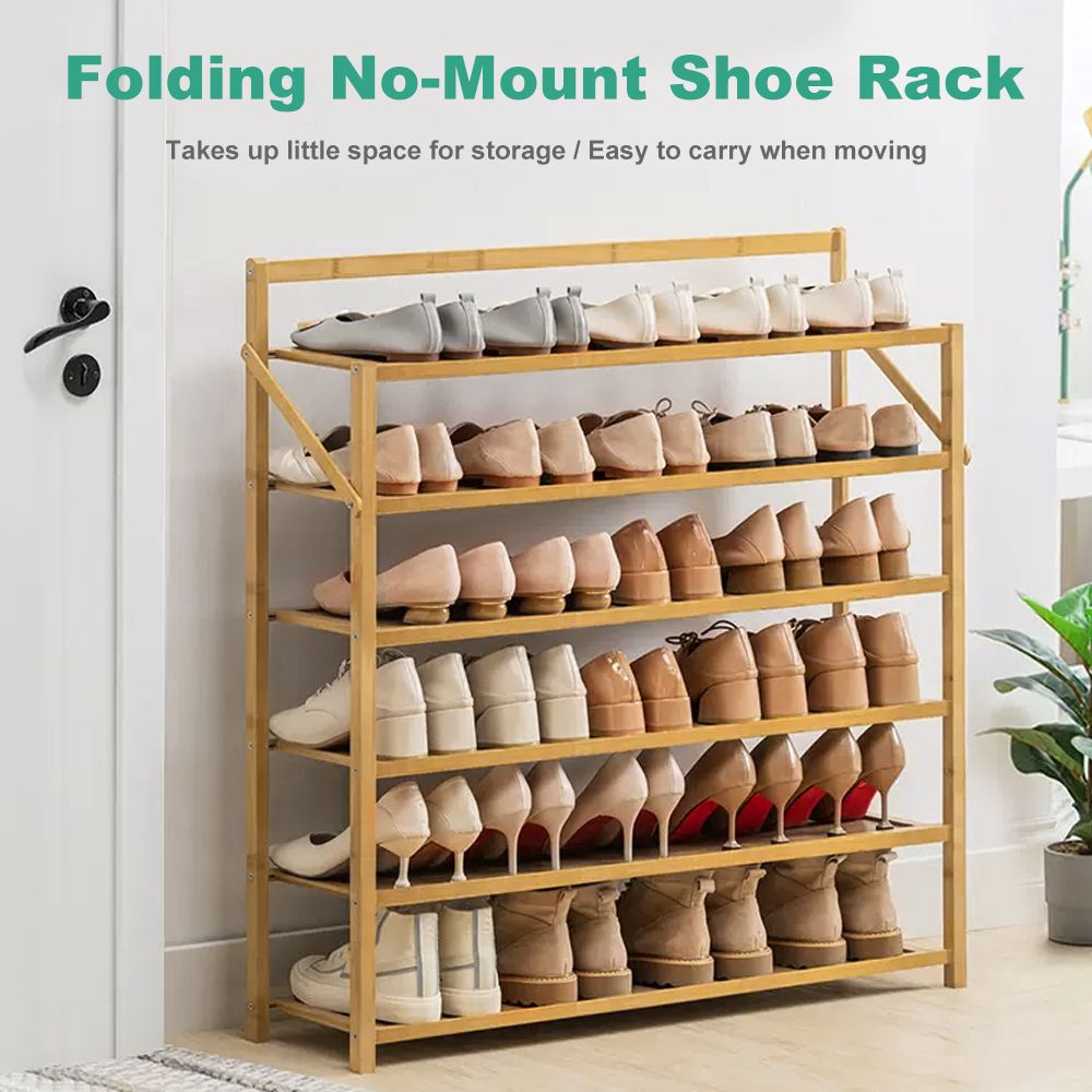 6-Tier Entryway Bamboo Shoe Rack Shoe Storage Organizer
