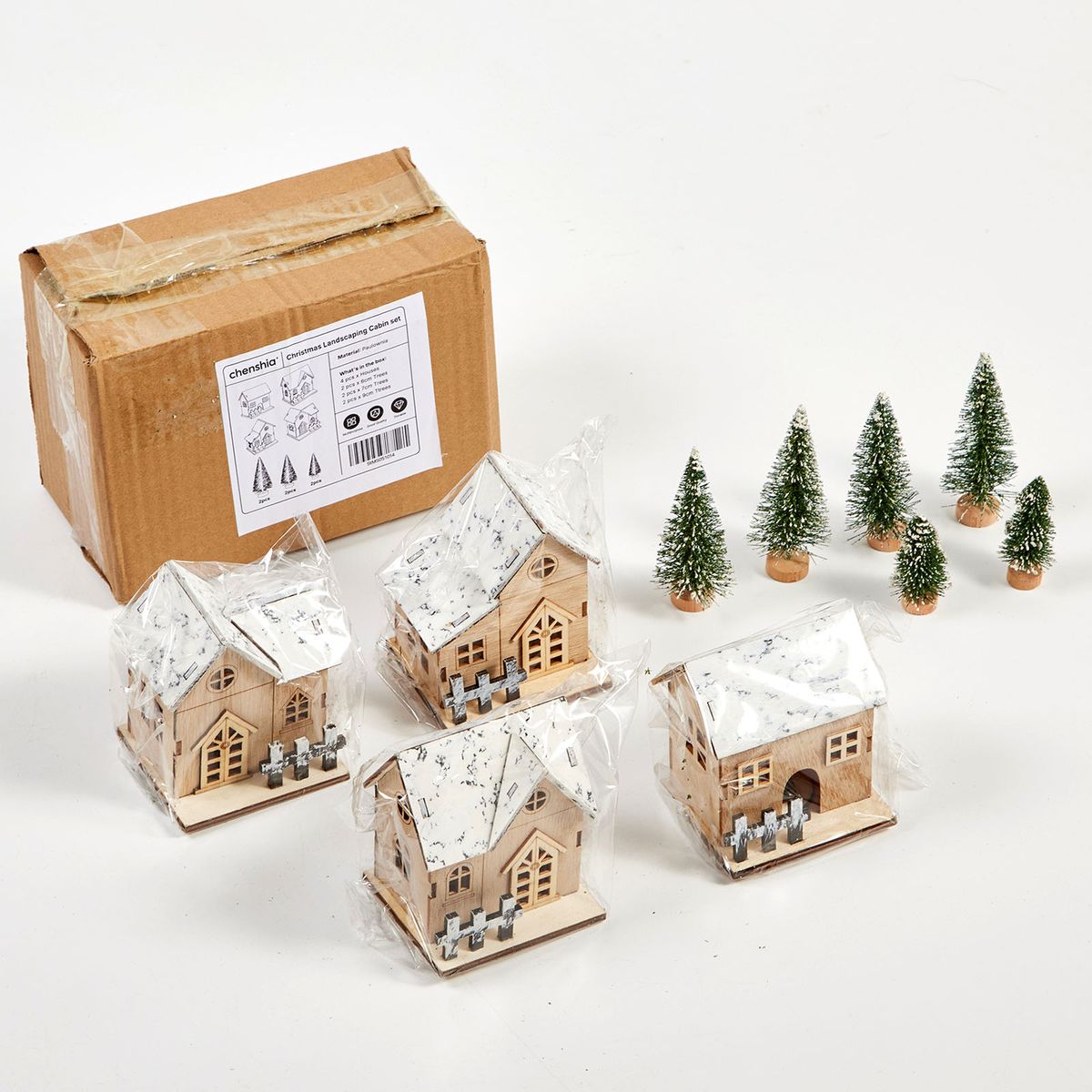 LED Wooden Christmas Display Houses Village Set