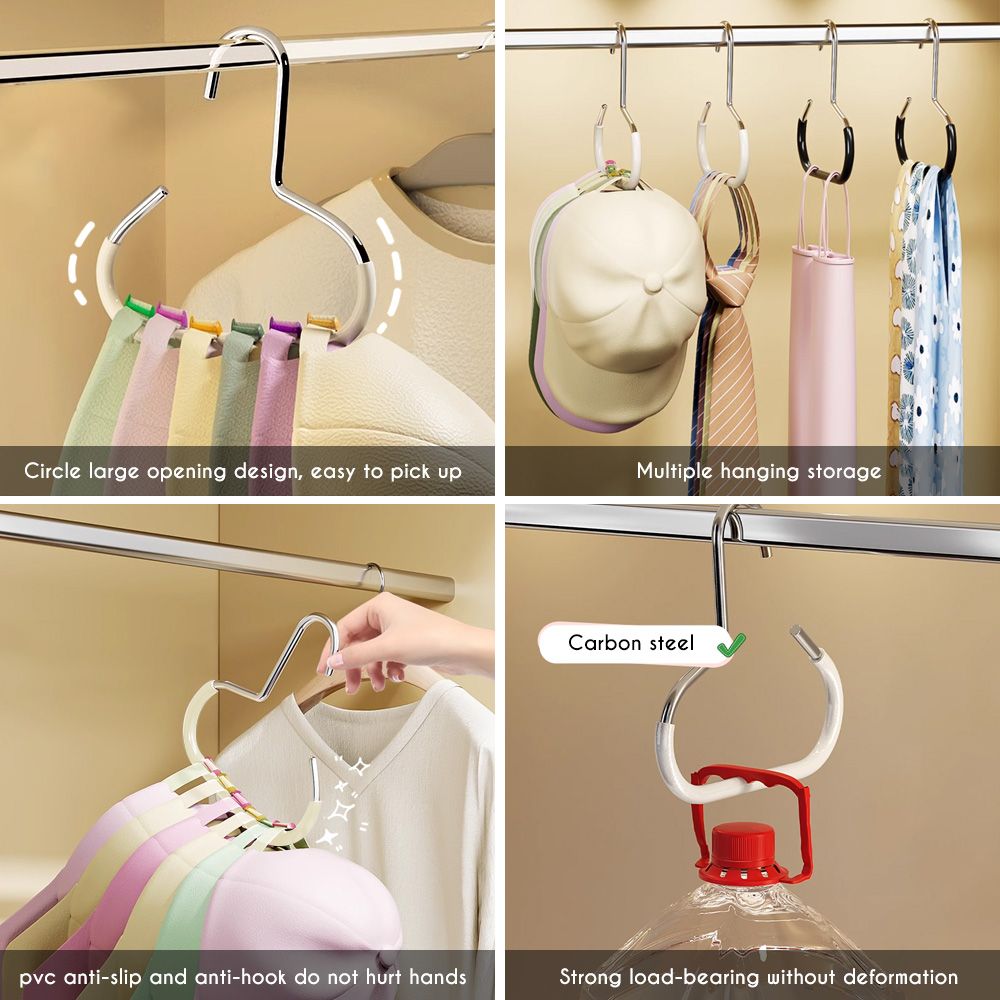 Stainless Steel Wall Hat Rack and Organiser Hooks Set - White