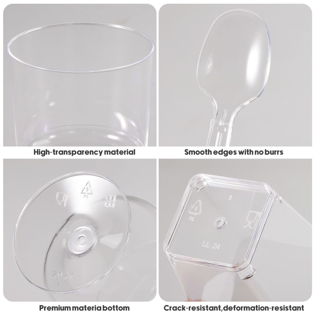 100-Piece Dessert Cup Set with Spoons Cake Pudding High Footed Cup