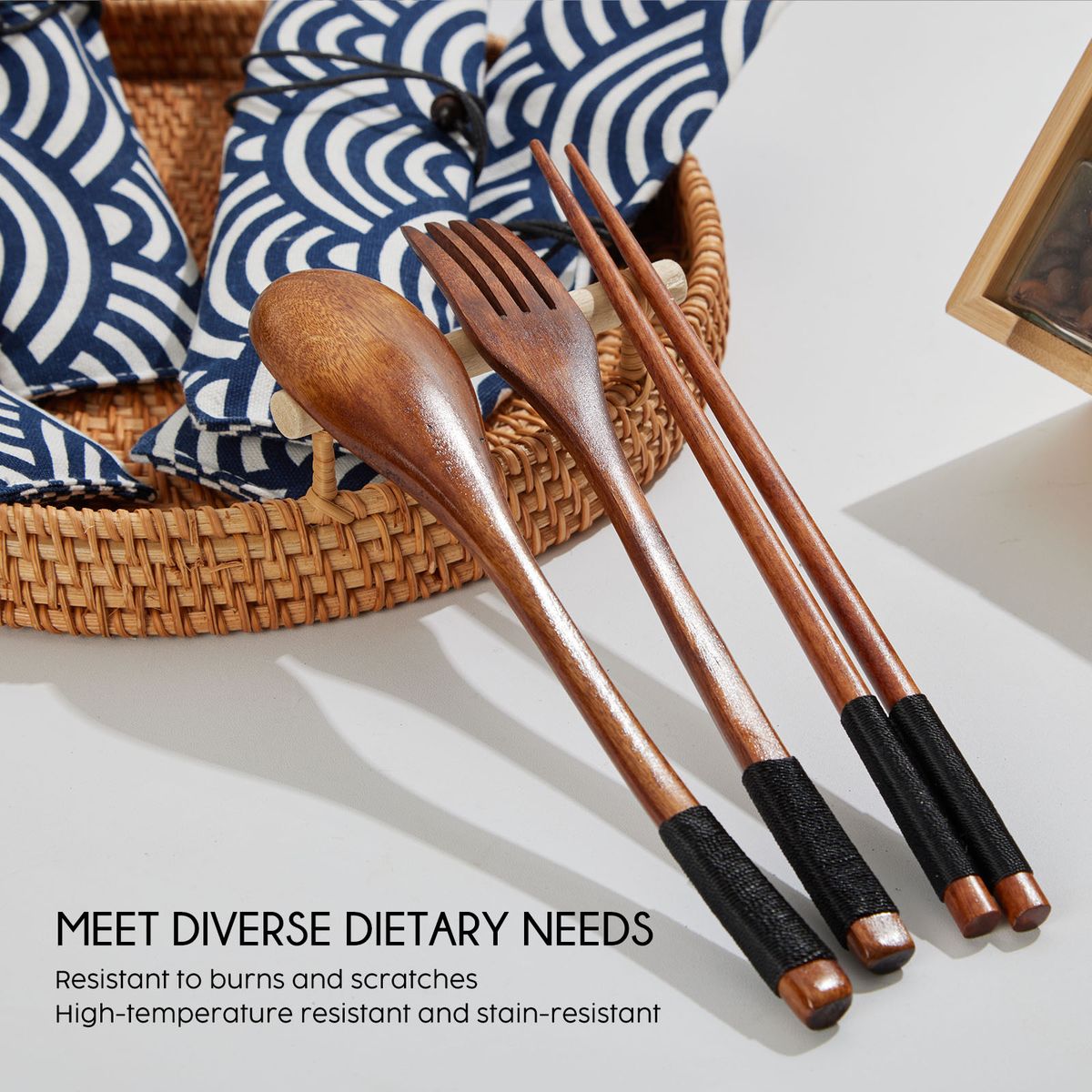 16Pc Ramen Noodle Cutlery Set - Brown