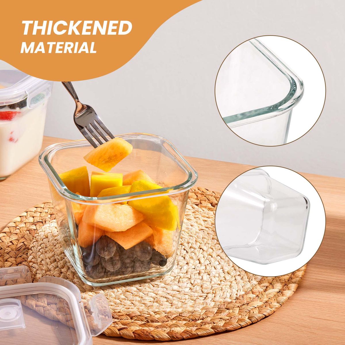 Chenshia 4Pc Glass Meal Prep Container Set - 1L