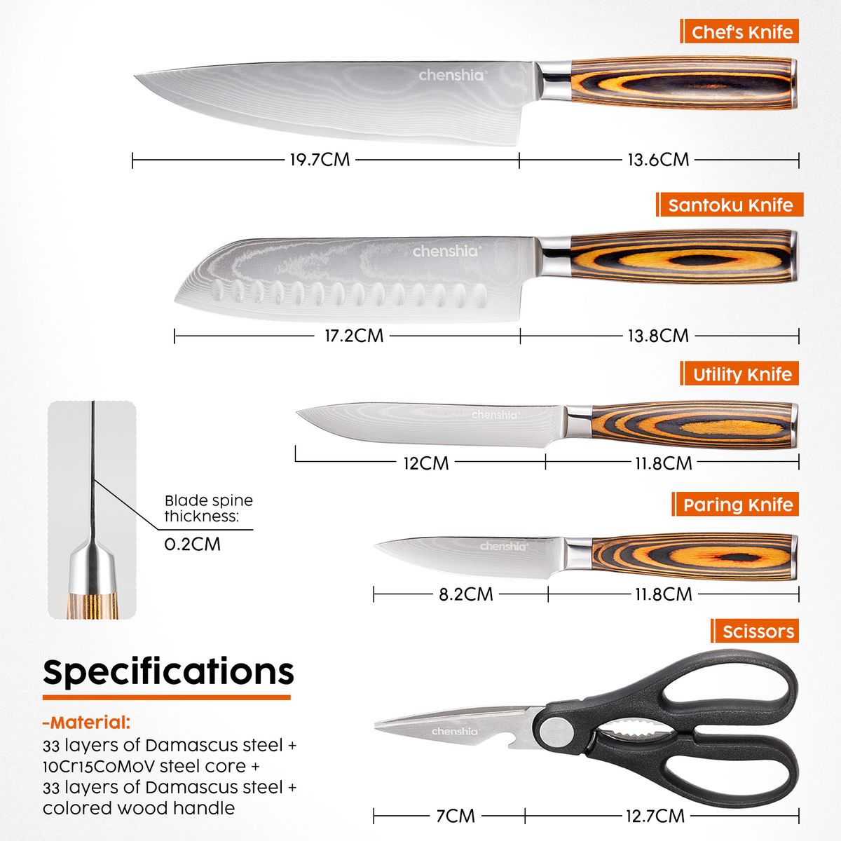 Damascus Knife Set - 5 Piece