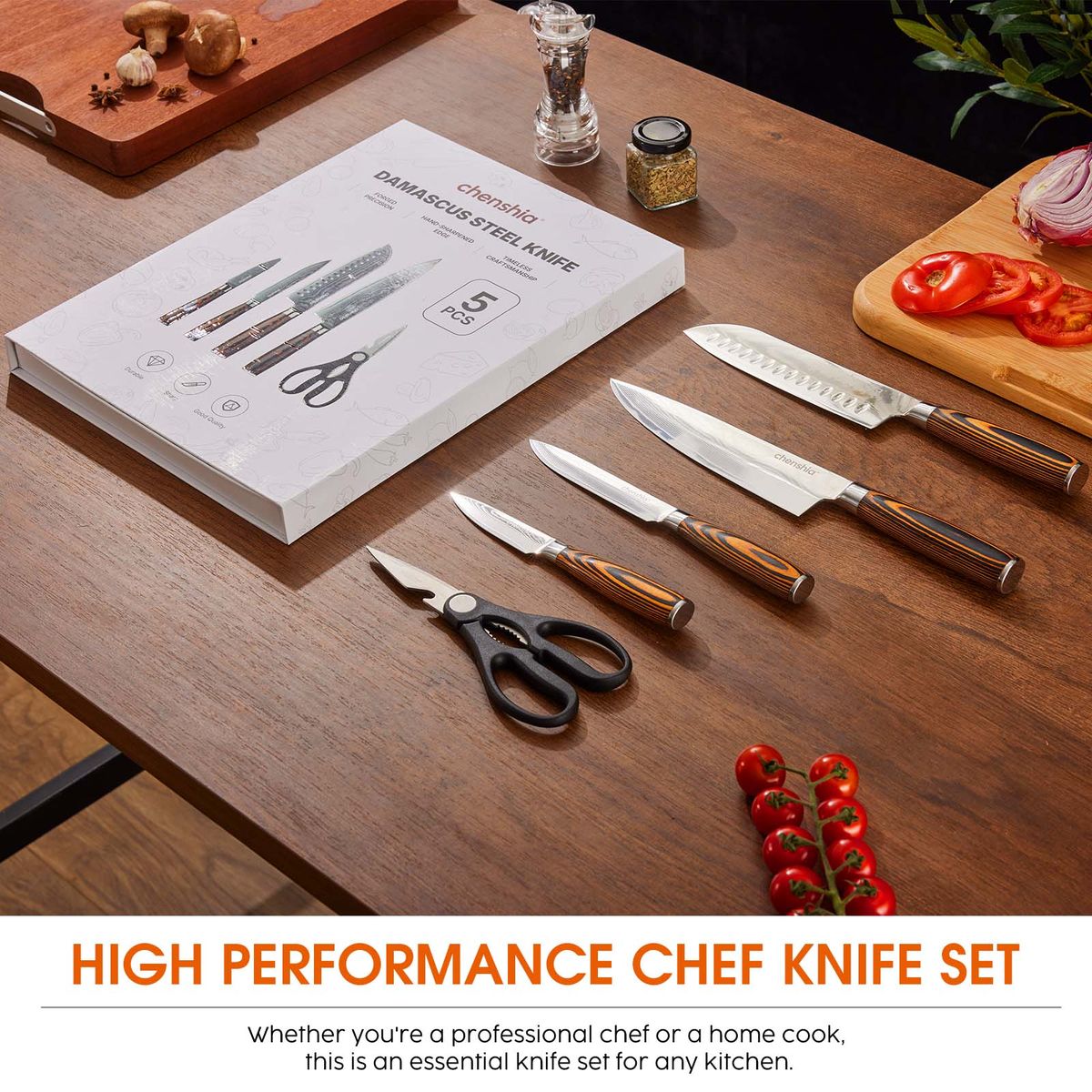 Damascus Knife Set - 5 Piece