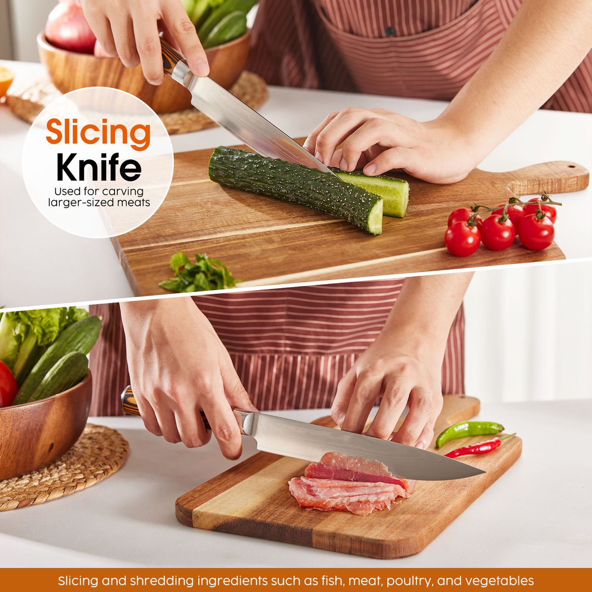 Silver Damascus Knife Set - 5 Piece