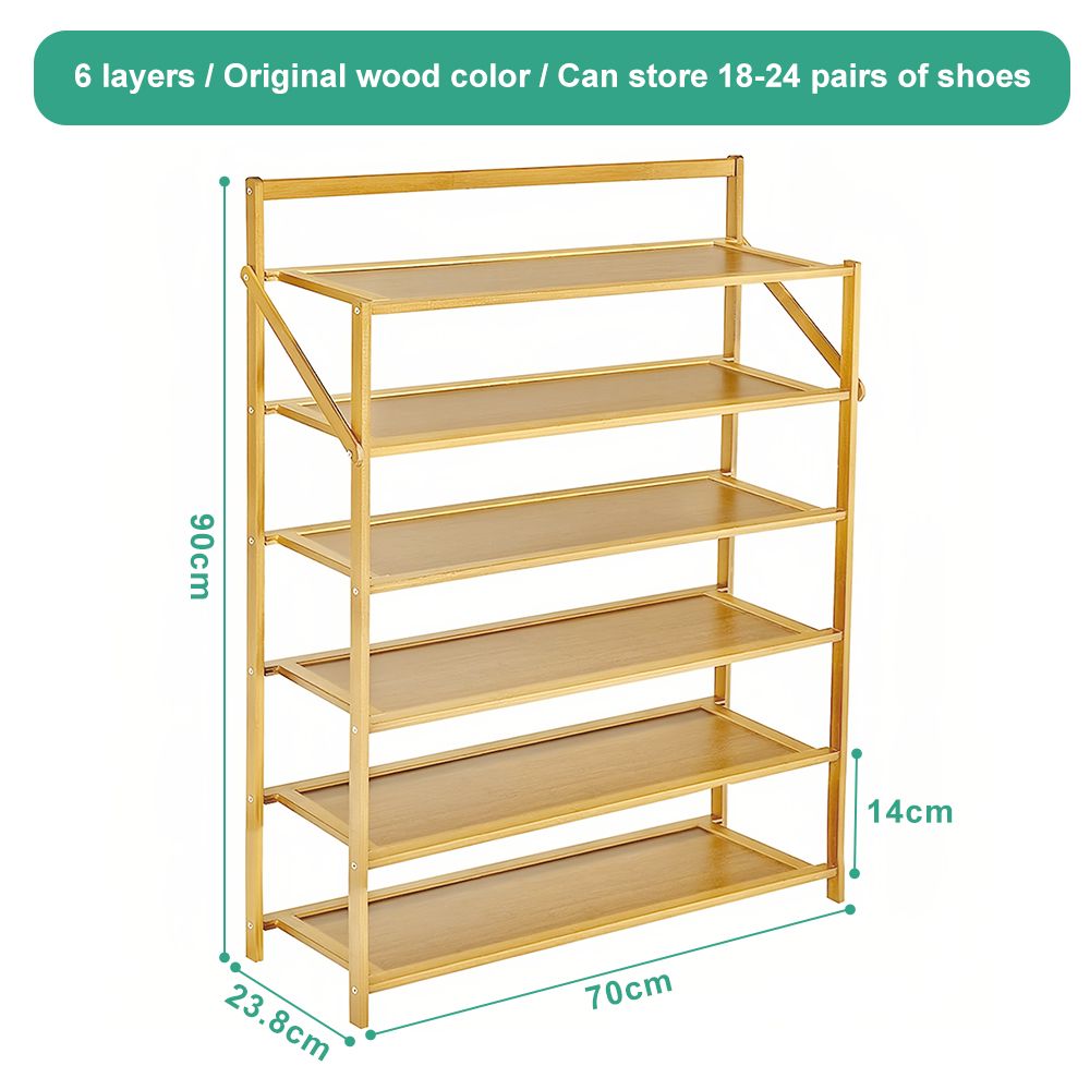 6-Tier Entryway Bamboo Shoe Rack Shoe Storage Organizer