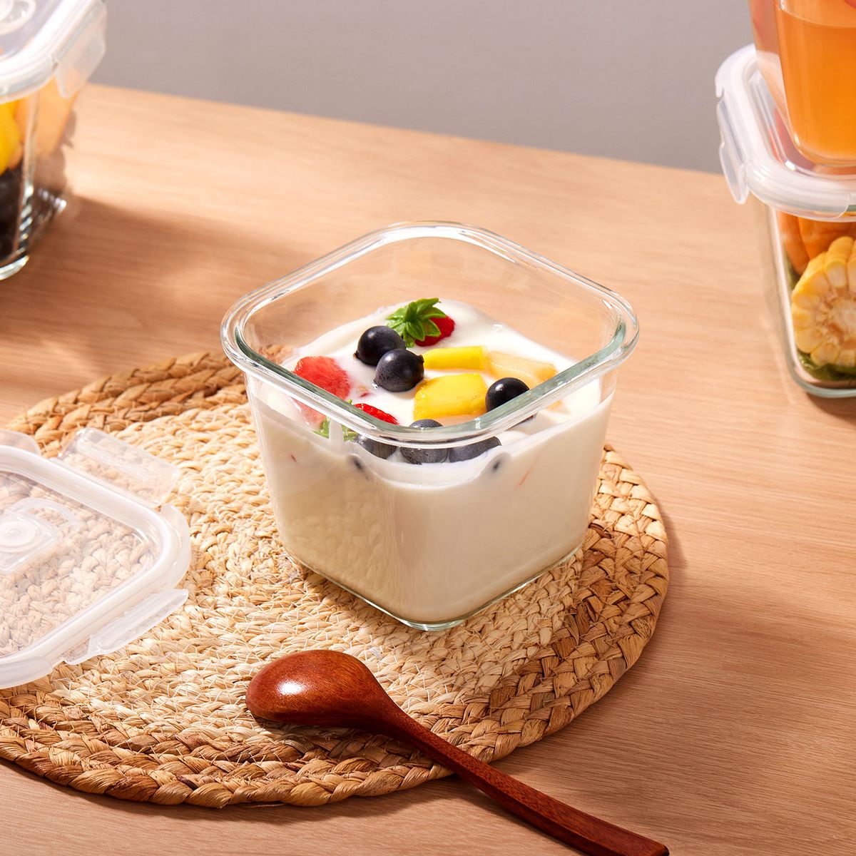 Chenshia 4Pc Glass Meal Prep Container Set - 1L