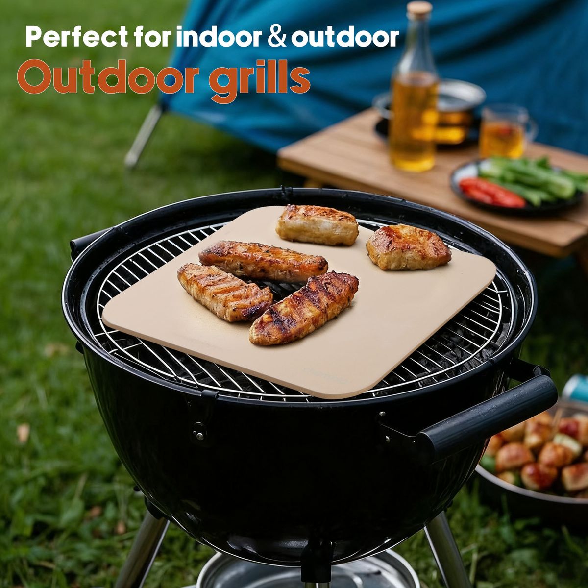 Pizza Stone & Wooden Peel Set - Cordierite Baking Tray Oven Grill BBQ