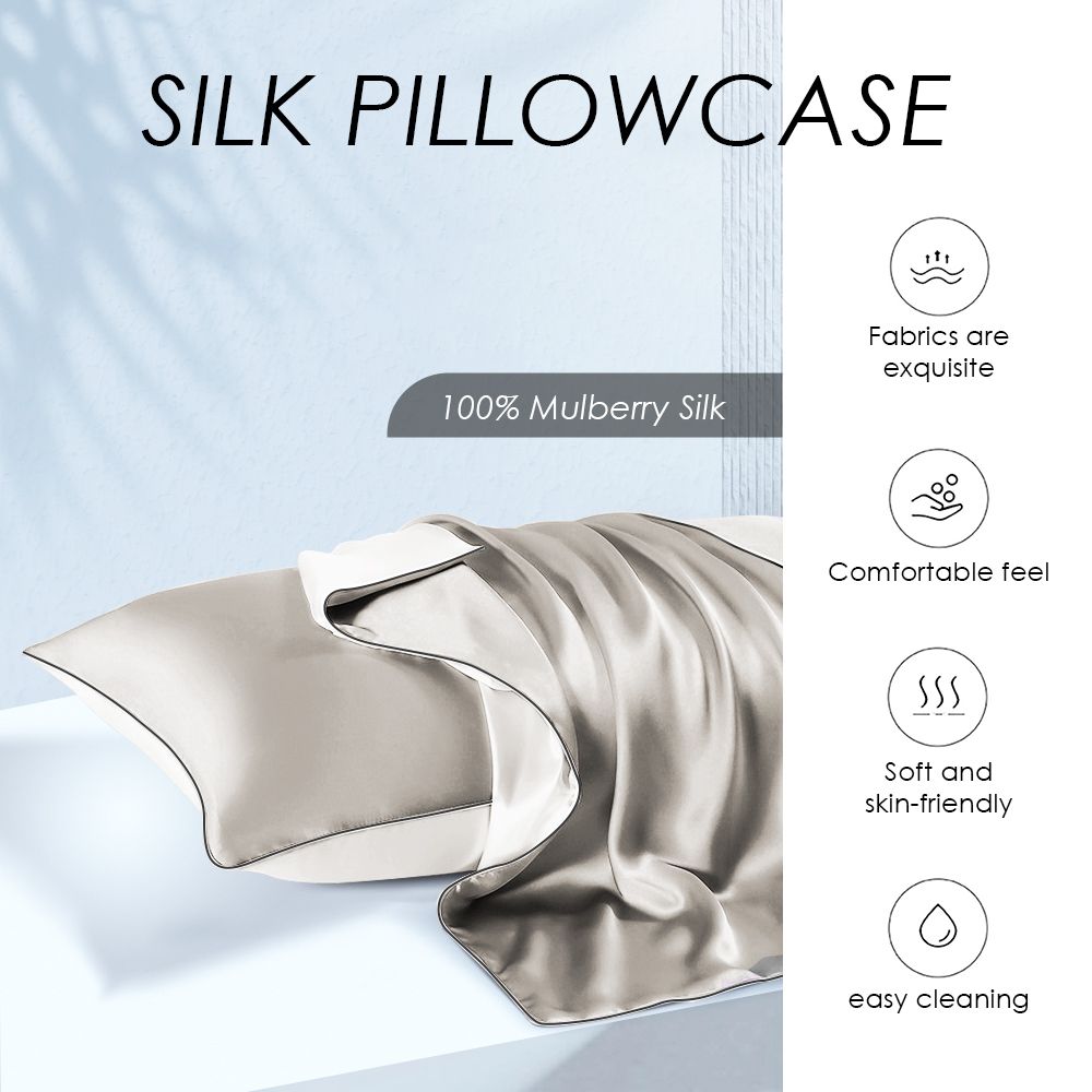 Dark Grey Mulberry Pure Silk Pillowcase Set